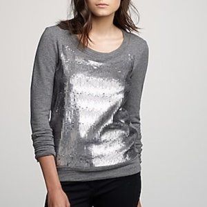 J.Crew Sequin Front Cotton Sweater (Gray)-S